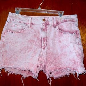 Pink acid wash shorts size 14